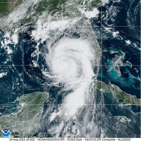 Idalia satellite images from invest to Category 3 hurricane landfall