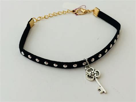 Black Choker Key Charm Anklet - Jewelberry Shack