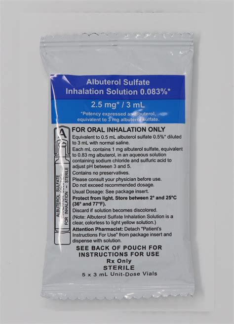 ALBUTEROL SULFATE INHALATION SOLUTION 0.083% 2.5mg/3mL 5x3mL UNIT-DOSE ...