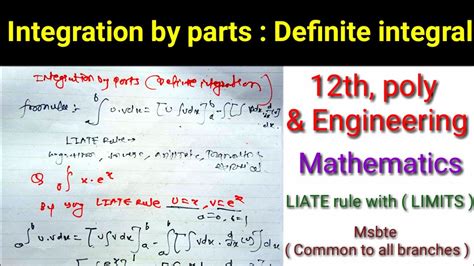 Integration by parts definite integral | Definite integral ...