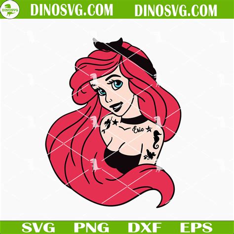 Princess Ariel Tattoo SVG, Punk Rock Disney Princess SVG, The Little ...