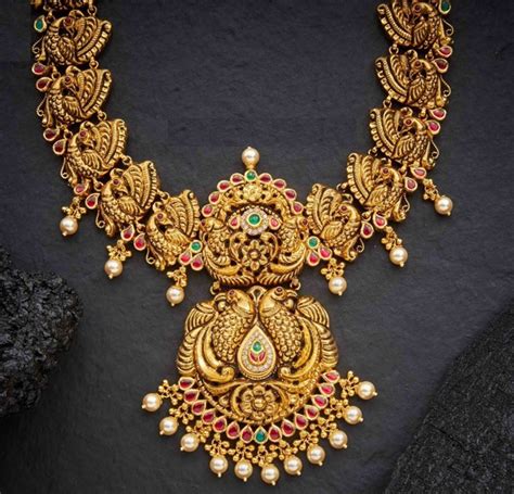 Traditional Antique Gold Peacock Necklace Designs