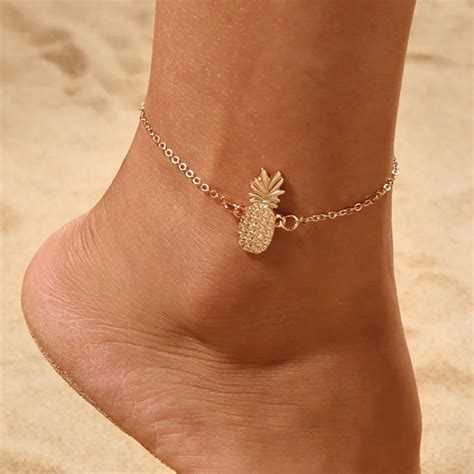 Silver Pineapple Charm Anklet Bracelet Anklet Bracelets Quirky Ankle ...