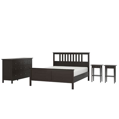 HEMNES Bedroom furniture, set of 4, black-brown, Queen - IKEA