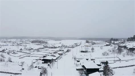 Aerial View Of Snow Covered Roofs Of Wooden Stock Footage SBV-348655539 ...