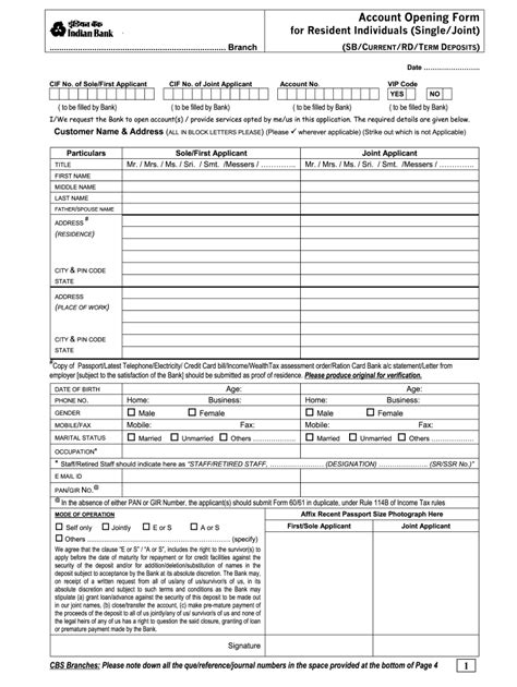 Indian Bank Account Opening Form 2020-2022 - Fill and Sign Printable ...