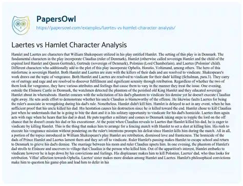 Laertes vs Hamlet Character Analysis - Free Essay Example - 611 Words ...