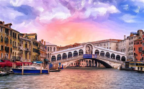 Dawn Light At Rialto Bridge Painting by Dominic Piperata