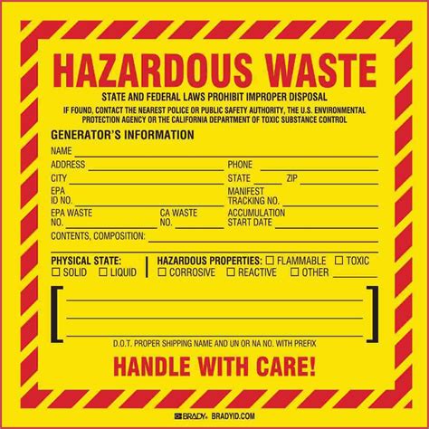 Printable Hazardous Waste Label Template Philippines - Printable ...