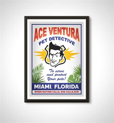 Ace Ventura Movie Poster Pet Detective Print Home Decor Wall - Etsy