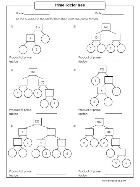 Prime Factor Tree Worksheet 8