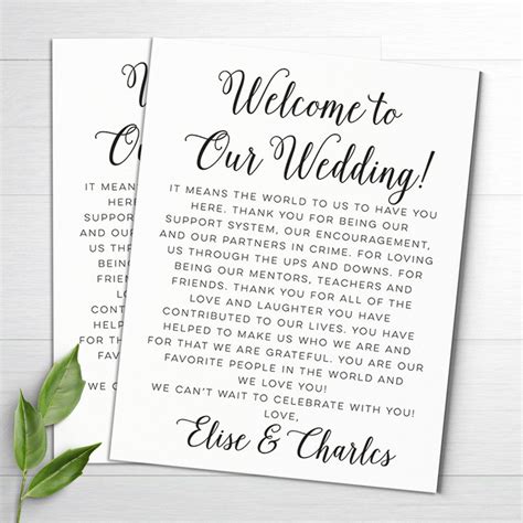 Wedding Hotel Welcome Letter Template