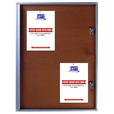 M&T Displays Cork Enclosed Bulletin Board For Outdoor Use With Locking ...