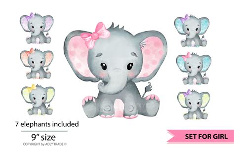 Girl Elephant Watercolor clipart | Illustrations ~ Creative Market