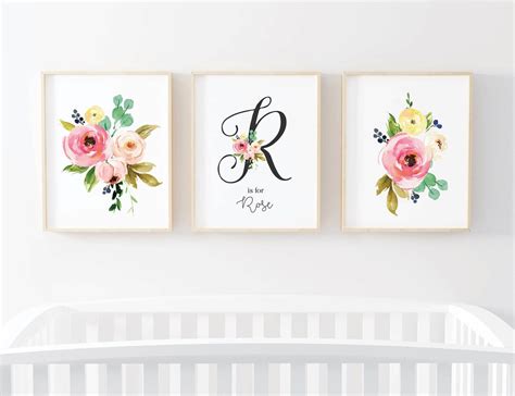 Nursery Prints, Floral Nursery Prints, Custom Girls Nursery Print ...