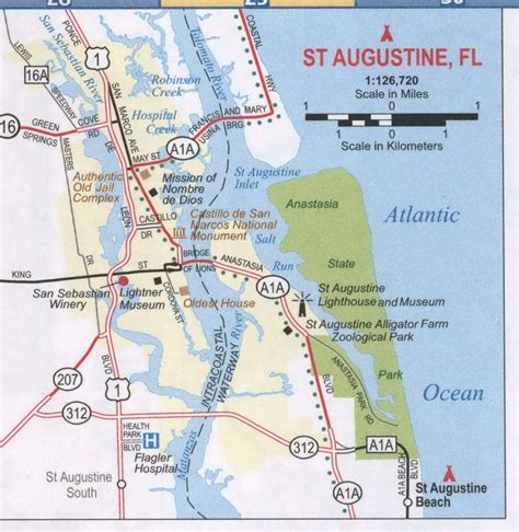 St Augustine FL road map, Free map highway St Augustine city ...