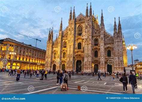 Cathedral or Duomo Di Milano at Night in Milan. Italy Editorial Photo ...