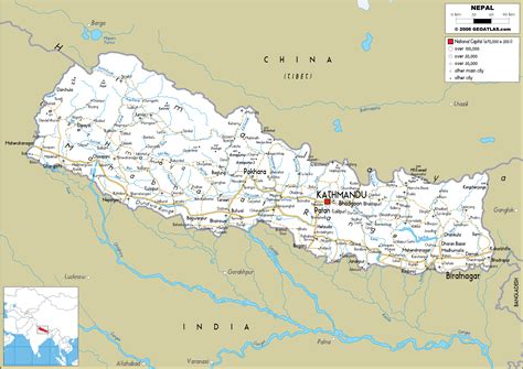 Large size Road Map of Nepal - Worldometer