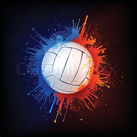 Volleyball Ball in Paint Isolated on Black Background | Stock Vector ...