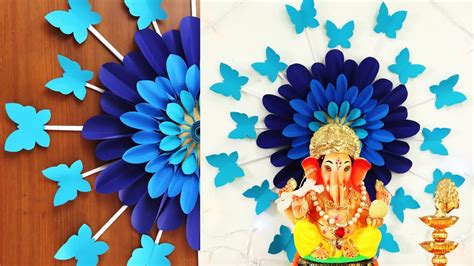 गणपती डेकोरेशन - Ganpati decoration with giant paper flower - Eco ...