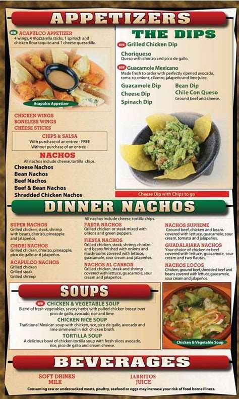 Menu at Acapulco Restaurant, Xenia