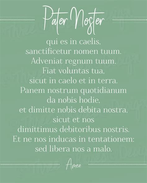 Pater Noster Latin Prayer Our Father Print It Yourself Instant Download ...