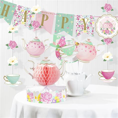 Creative Converting Floral Tea Party Birthday Paper/Plastic Disposable ...