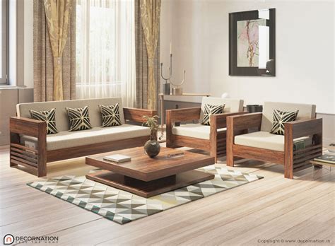 Lilian Solid Wood 5 Seater Livingroom Sofa Set - Decornation