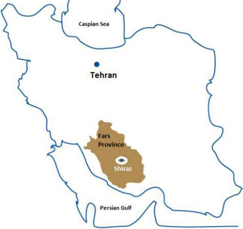 Map of Iran and the locations of Fars province and Shiraz city in the ...