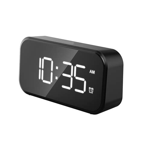 LED Digital Alarm Clock Mirrored Snooze Time Calendar with Adjustable ...