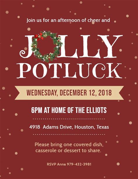 Christmas Potluck Poster | Christmas potluck, Potluck invitation ...