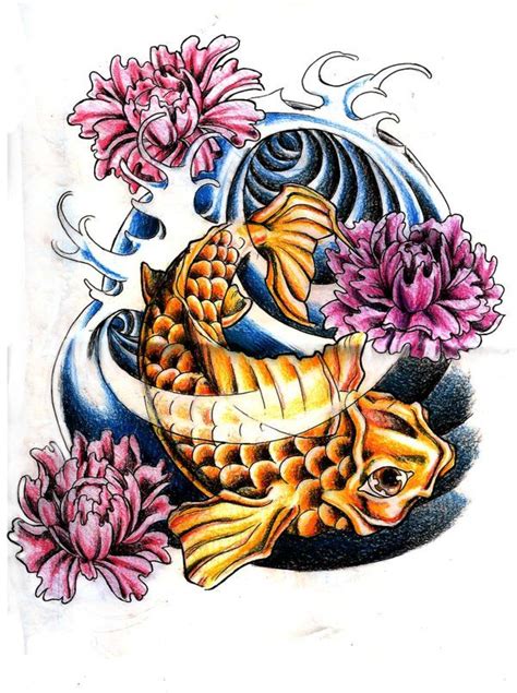 Koi Fish and Peony Flowers by MilkshakePunch.deviantart.com on ...