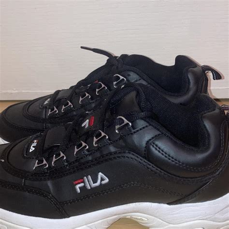 Fila Women's Black and White Trainers | Depop