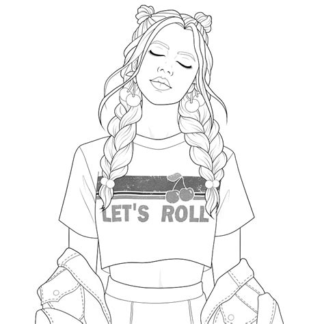 Coloring Page of a Girl with Long Hair