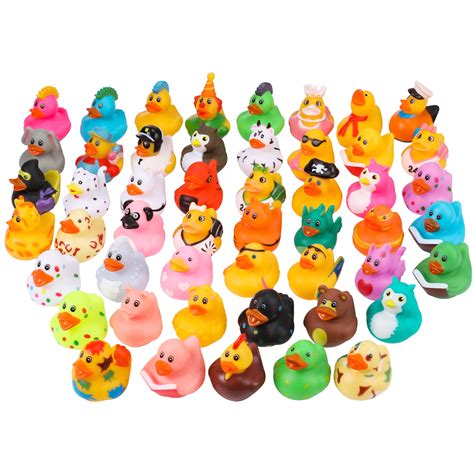 Sixwipe 50 Pack Mini Rubber Ducks Assortment, 2 Inch for Kids Pool ...