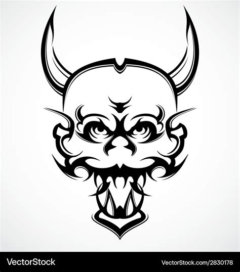 Demon face tattoo design Royalty Free Vector Image