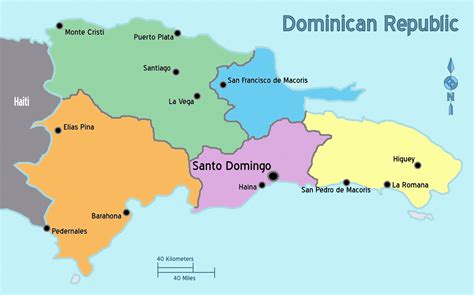 Large regions map of Dominican Republic | Dominican Republic | North ...