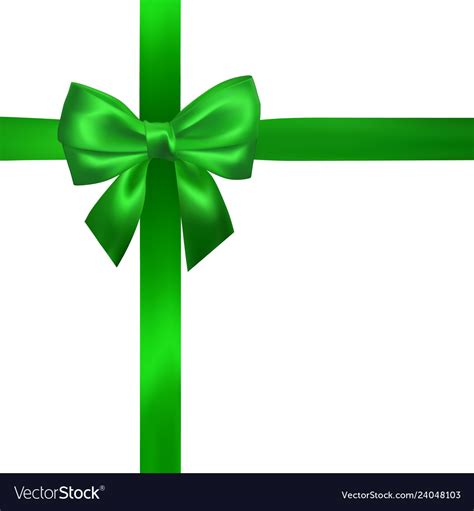 Realistic green bow with green ribbons isolated Vector Image