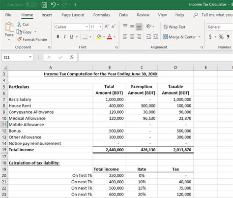 Tax Calculation Template | HQ Printable Documents