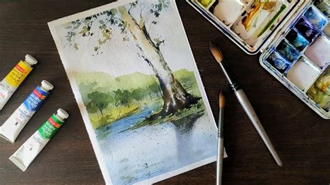 Watercolor painting landscape|easy|for Beginners|ideas|tutorial - YouTube