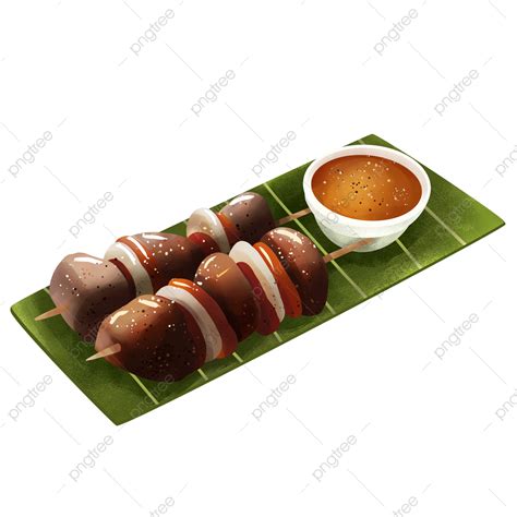 Meat Satay PNG Image, Grilled Meat Side Dishes Delicious Kebab Snacks ...