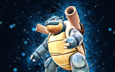 Download wallpapers Blastoise, 4k, blue neon lights, Pokken Tournament ...