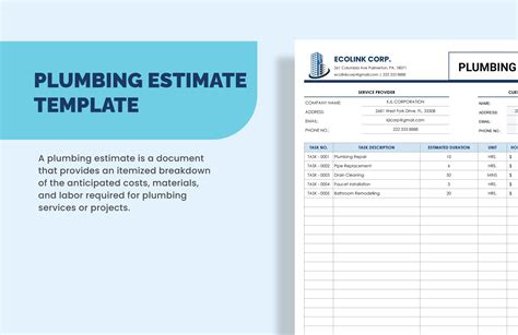 Plumbing Estimate Template in Excel, Google Sheets - Download ...