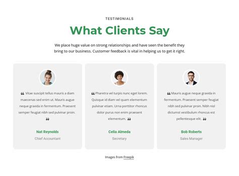 3 columns with testimonials Website Template