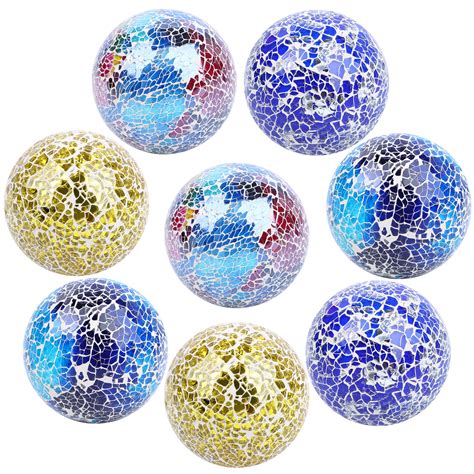 Buy 8 Pieces 8cm Mosaic Glass Orbs Balls Mosaic Sphere Glass Globe ...