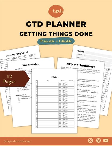 Getting Things Done GTD Planner GTD Printable Planner Gtd | Etsy Sweden ...