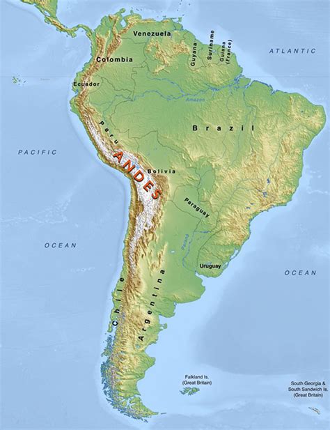 Andes Mountains On South America Map - Oconto County Plat Map