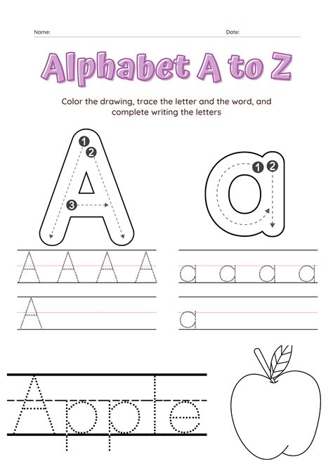 Alphabet a to z Tracing letters and words, writing them, and coloring ...