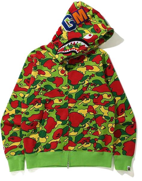 BAPE Sta Camo Shark Full Zip Hoodie Green - SS21