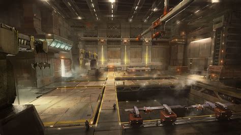 ArtStation - Concept Art - Sci-fi staging area inside a spaceship